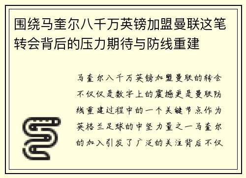 围绕马奎尔八千万英镑加盟曼联这笔转会背后的压力期待与防线重建
